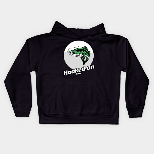 Hooked on fishing Kids Hoodie by Cectees